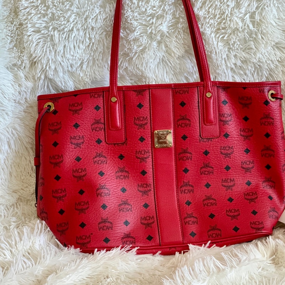 Authentic MCM Red Liz Reversible Tote shopper